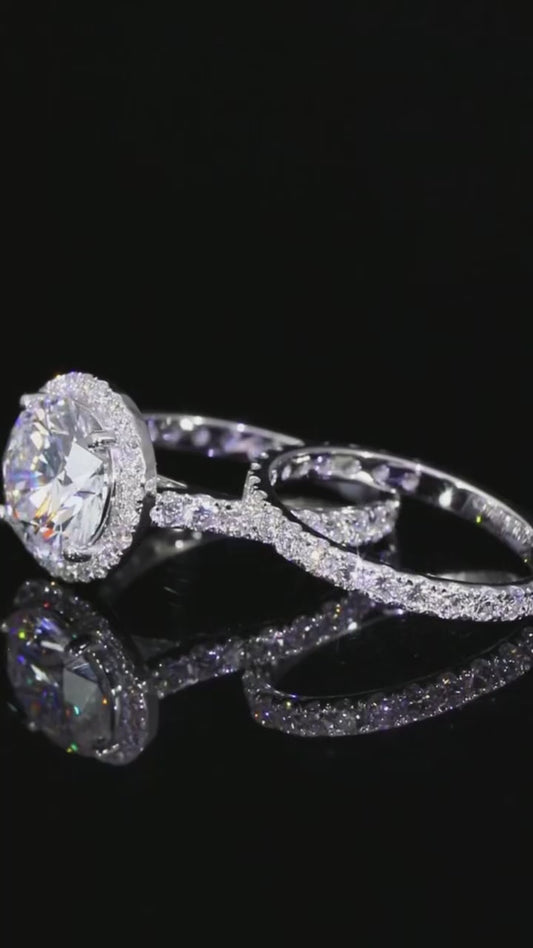 Platinum Halo Engagement Ring – 3ct Diamond center stone