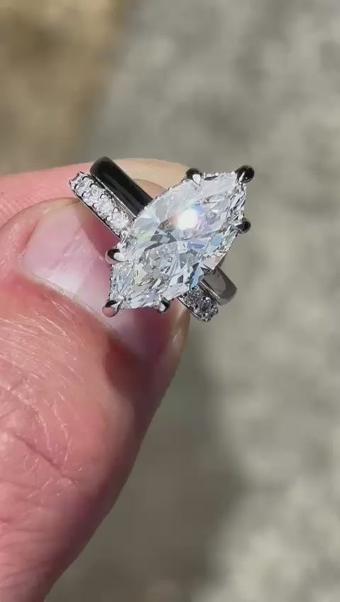3-Carat Luxury Marquise Diamond Ring 14k White Gold